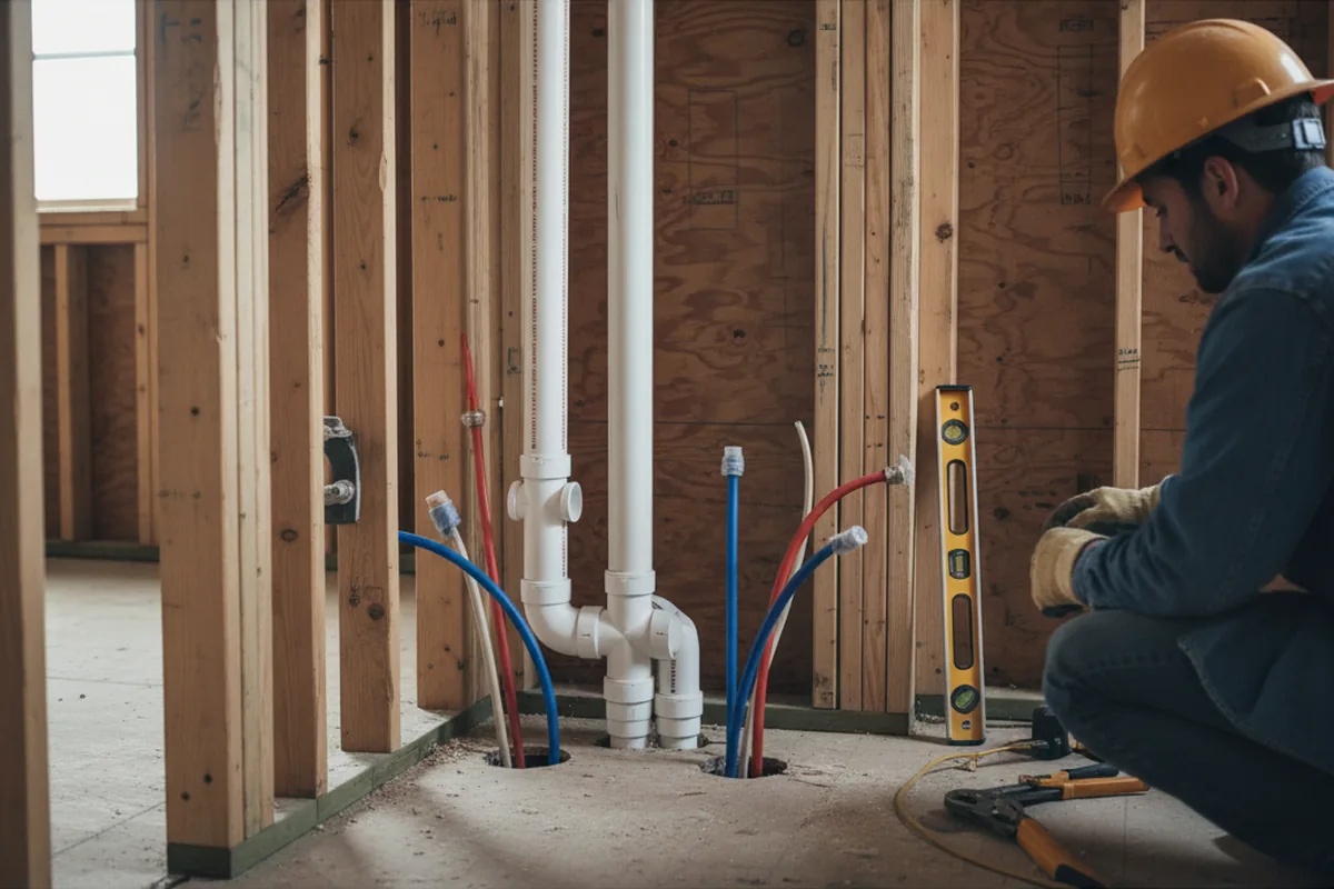 Drain and supply rough-in during Toilet Repair and Installation in Dumont